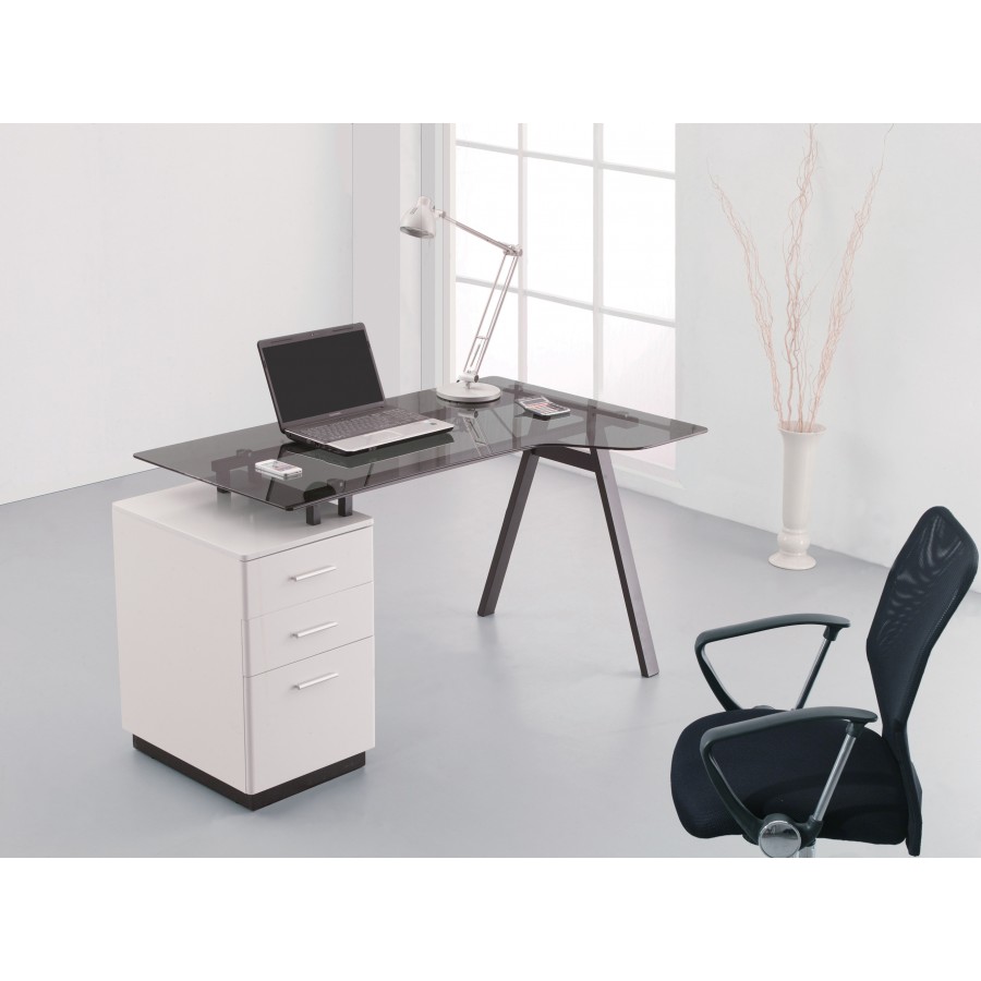 Cleveland 4 White And Grey Glass Desk